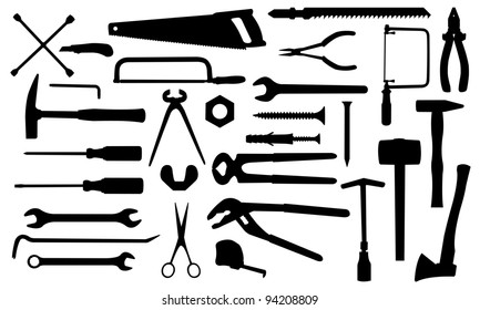 different tools isolated on white