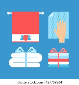 Different  towels and cloths for wiping hands, face and body