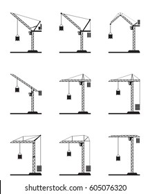 Different tower cranes - vector illustration