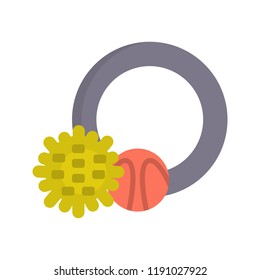 Different toys for dogs color vector icon. Flat design