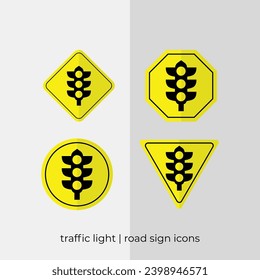 verschiedene Ampelstraßenzeichen, Vektorgrafik-Sammlung in gelben Symbolen