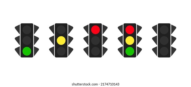 different traffic lights. Vector illustration. stock image.