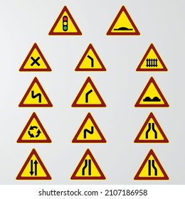 Different traffic signs isolated on white background