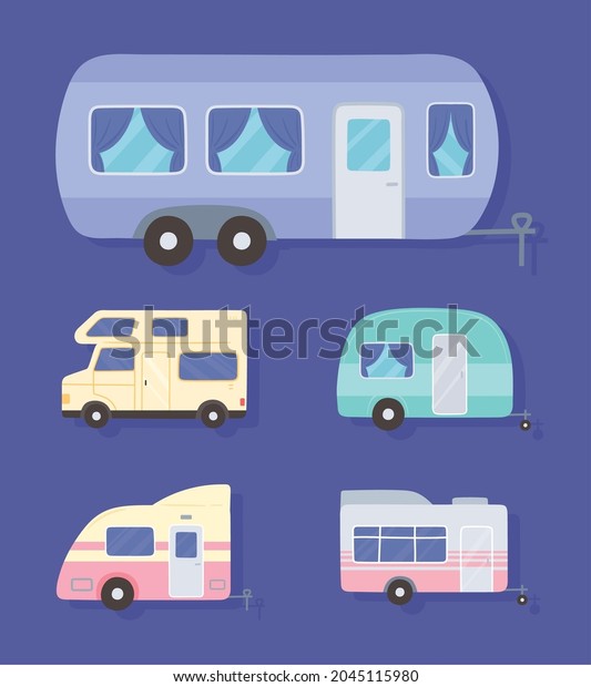 different trailer camping icon\
set