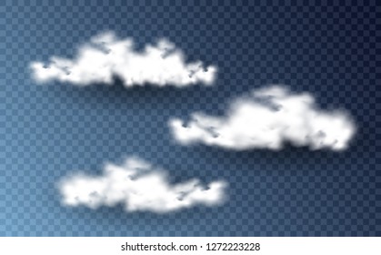 Different transparent  clouds isolated on the black background. Realistic set. Vector illustration. EPS 10
Realistic Vector set.