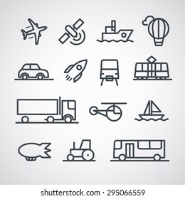 Different transport icons collection. Vector clip-art