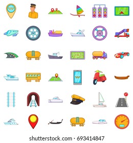 Different transport icons set. Cartoon style of 36 different transport vector icons for web isolated on white background