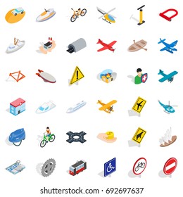 Different transport icons set. Isometric style of 36 different transport vector icons for web isolated on white background