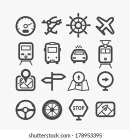 Different transport icons set with rounded corners. Design elements
