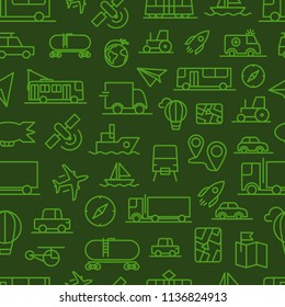 Different transport icons vector seamless background