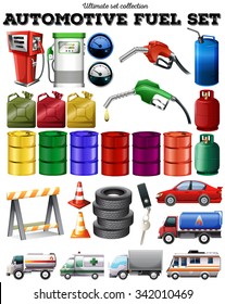 Different transportation and petrol illustration