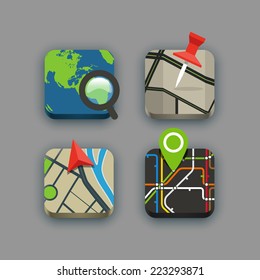 Different travel icons set with rounded corners. Design elements