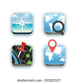 Different travel icons set with rounded corners. Design elements