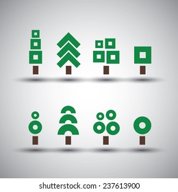 Diferentes diseños de árbol - Colección de iconos minimalistas