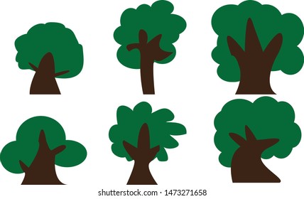 Different Tree Set. Vector illustration of Various Type Wood