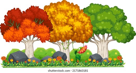 Different trees in different seasons illustration