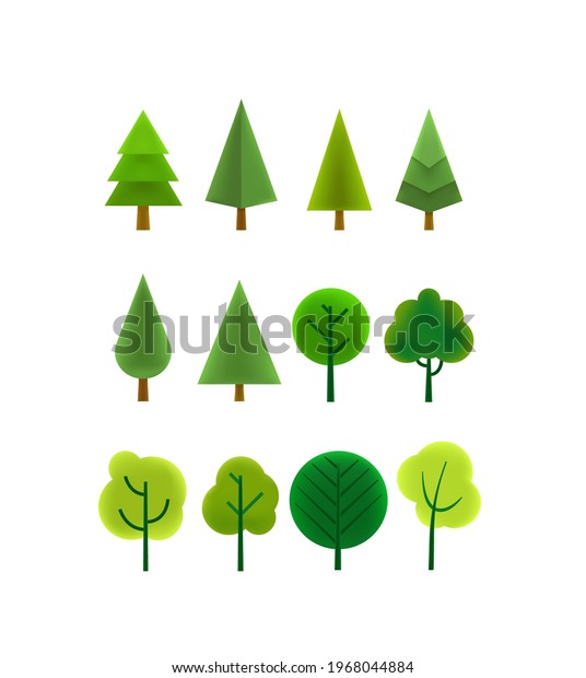 Different Trees Vector Clipart Cartoon Style Stock Vector (Royalty Free ...