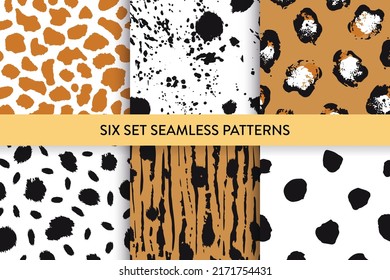Different trendy repeat animal skin pattern set