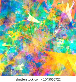 Different triangles mix random. Colorful seamless texture. Abstract vector background for web page, banners backdrop, fabric, home decor, wrapping