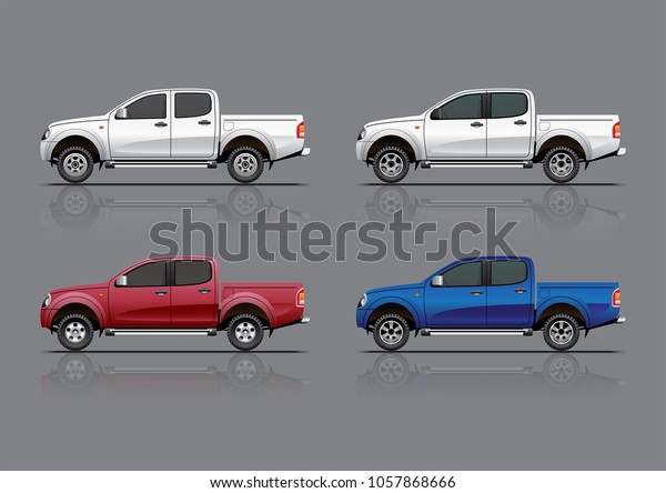 Different Type 4 Doors Pickup Truck Stock Vector Royalty