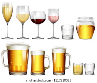 Different Type of Alcoholic Drinks  illustration