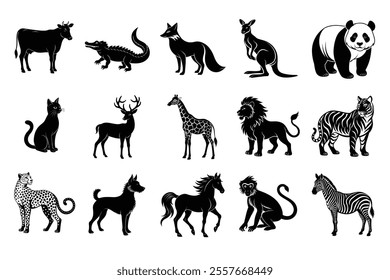 Different type of animal silhouette