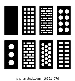 Different Type Bricks Icons Set. Vector