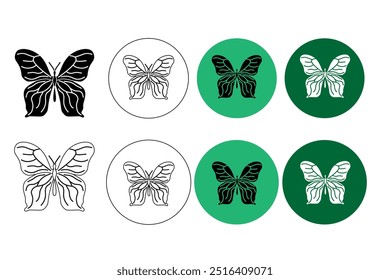 Different type of butterfly. Contour colorful geometric vector illustration for prints, clothing, packaging, stickers, logo, emblem.
