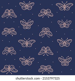Different type of butterfly. Contour vector illustration for prints, clothing, packaging, stickers, logo, emblem.