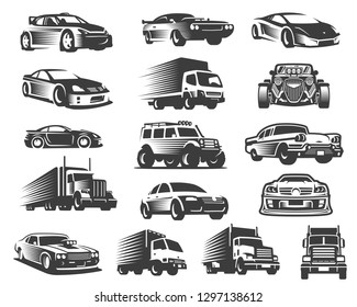 Different type of cars illustration set, car symbol collection, car icon pack