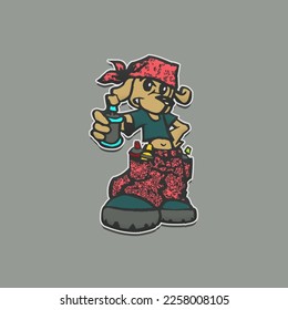 Different type of cartoon dog faces for stickers. funny cartoon different dog breeds in trendy style.