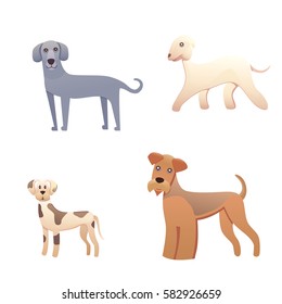 Different type of cartoon dogs. happy dog set vector illustration.