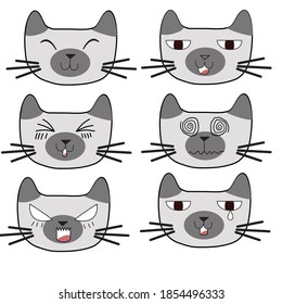 Different type of cat emotion facial expression 