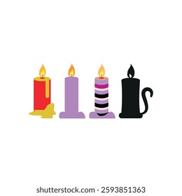 different type Colorful Candles icon Set