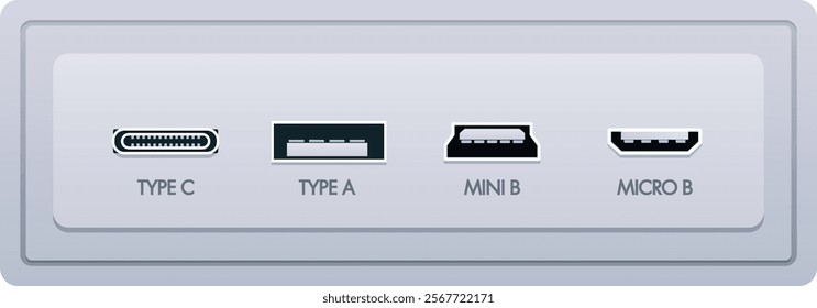 Different type connectors vector illustration