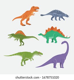 Different type of dinosaurs illustration.