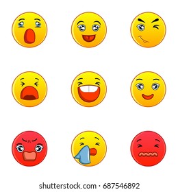 Different type of emotion icons set. Flat set of 9 different type of emotion vector icons for web isolated on white background