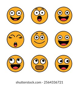 different type of face reaction vector illustration on white background