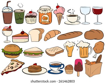 Different type of food and drinks