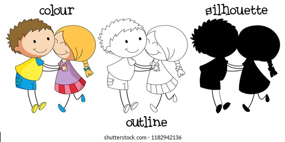 Different type of graphic of happy couple illustration