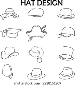 Different type hat design .EPS  file format.