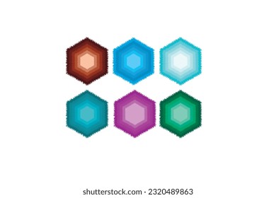 different type of hexagon with multi-color