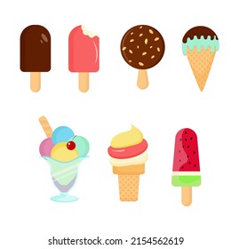 Different type of ice cream set.