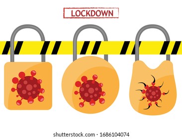 Different type of Locks for Corona Virus Vector Illustration 