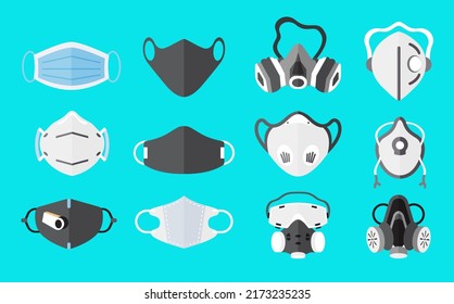 different type of mask vector designs isolated on a blue background fully editable eps 10
