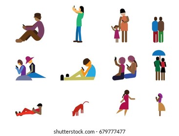 different type of people relaxing in parks