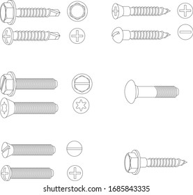 different type of screws technical drawing