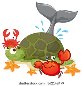 Different type of sea animals illustration