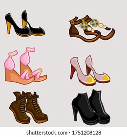 Different type of shoes, spring and autumn boot