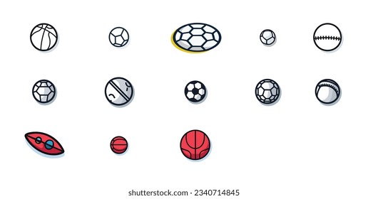 Different type of sports ball icons